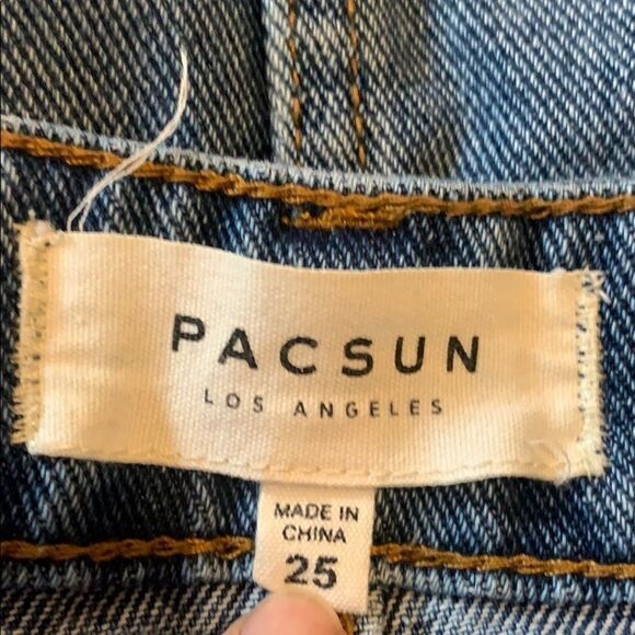 Pac Sun mini fringed 5 pocket denim skirt. Sz 25 - Picture 3 of 3